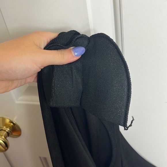 NA-KD Recycled Deep Neckline Mini Black Drawstring Dress Size L - Picture 9 of 16